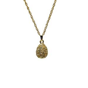 Golden Egg Pendant Necklace‎ with Austrian Crystals by Keren Kopal